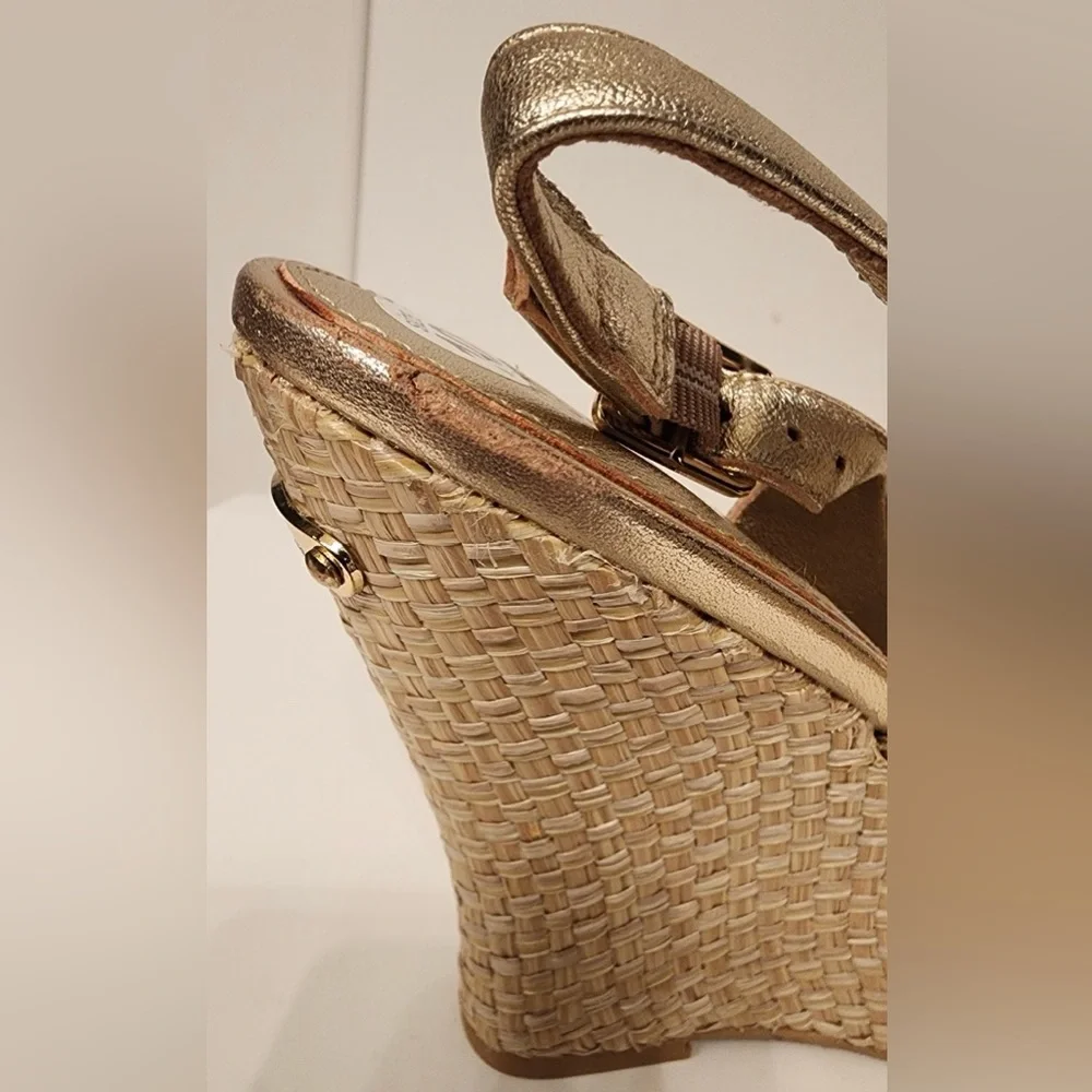 Lilly Pulitzer Kristen Wedge Sandals Women’s Metallic Gold Size 10